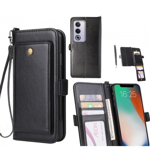 Oppo A3 Pro Case Retro Leather Wallet Case - Black