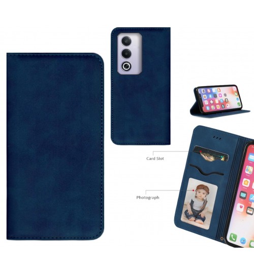 Oppo A3 Pro Case Premium Leather Magnetic Wallet Case - Blue
