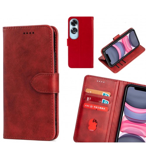 Oppo A60 Case Premium Leather Id Wallet Case - Red
