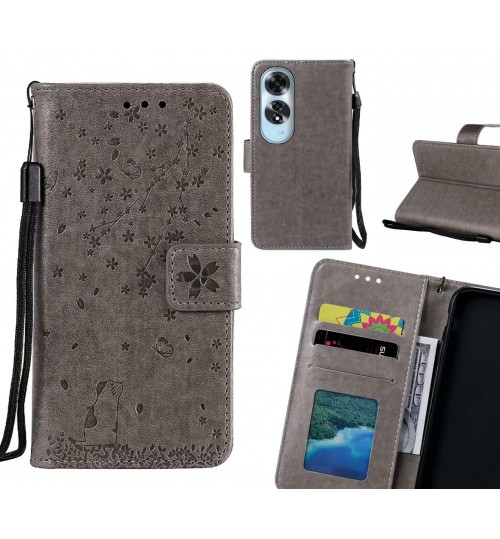 Oppo A60 Case Embossed Wallet Leather Case - Grey