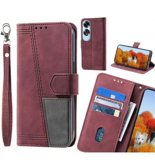 Oppo A60 Case Wallet Premium Denim Leather Cover - Red