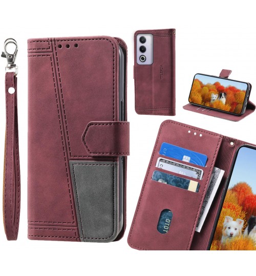Oppo A3 Pro Case Wallet Premium Denim Leather Cover - Red