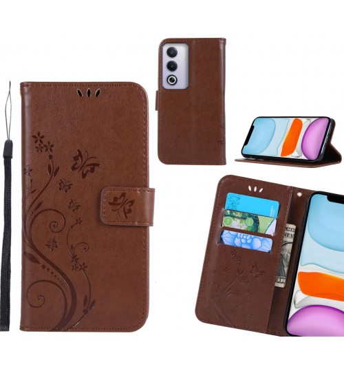 Oppo A3 Pro Case Embossed Butterfly Wallet Leather Cover - Brown