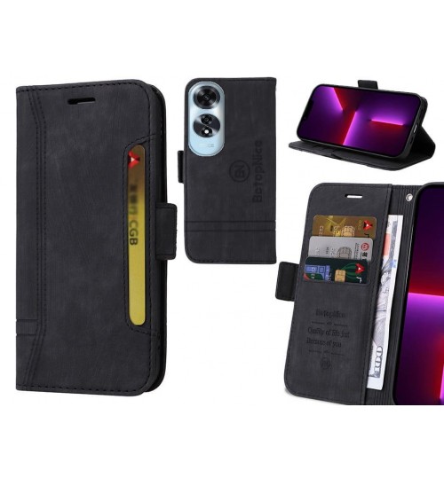 Oppo A60 Case Alcantara 4 Cards Wallet Case - Black