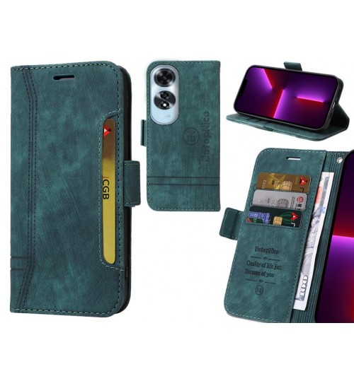 Oppo A60 Case Alcantara 4 Cards Wallet Case - Green