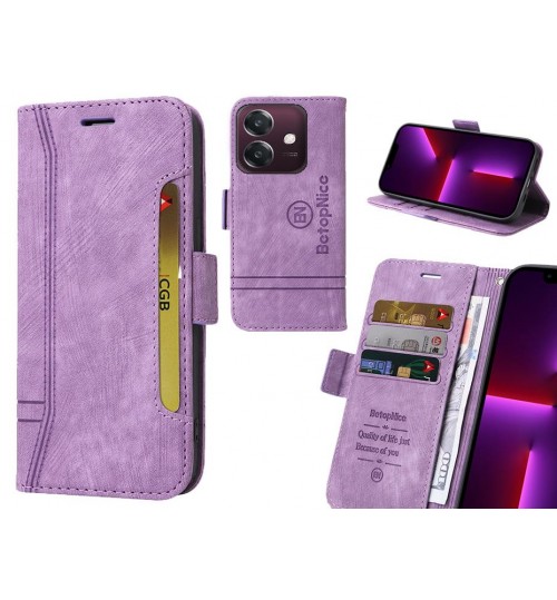 Oppo A3x Case Alcantara 4 Cards Wallet Case - Purple