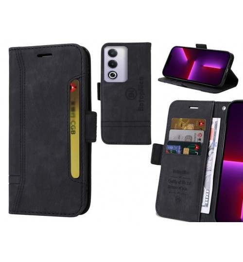 Oppo A3 Pro Case Alcantara 4 Cards Wallet Case - Black