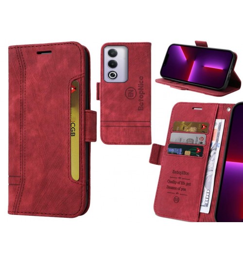 Oppo A3 Pro Case Alcantara 4 Cards Wallet Case - Red