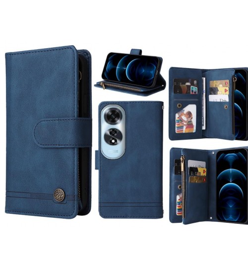 Oppo A60 Case 9 Card Slots Wallet Denim Leather Case - Blue