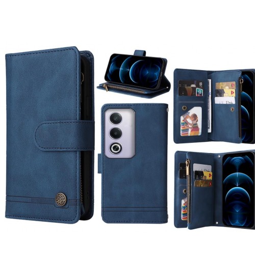 Oppo A3 Pro Case 9 Card Slots Wallet Denim Leather Case - Blue