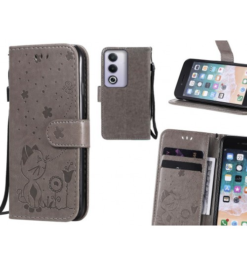 Oppo A3 Pro Case Embossed Wallet Leather Case - Grey