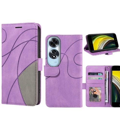 Oppo A60 Case Wallet Premium Denim Leather Cover - Purple