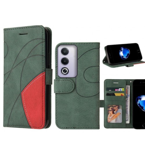 Oppo A3 Pro Case Wallet Premium Denim Leather Cover - Green