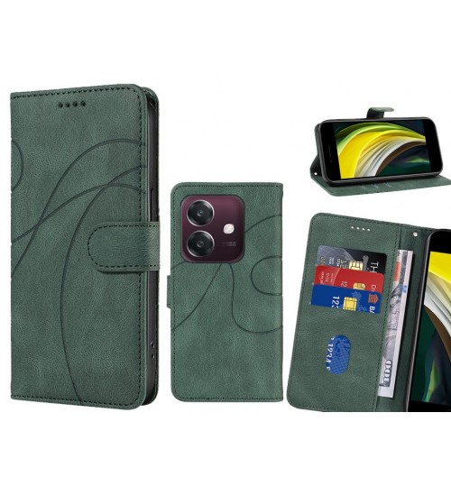 Oppo A3x Case Wallet Fine Pu Leather Cover - Green
