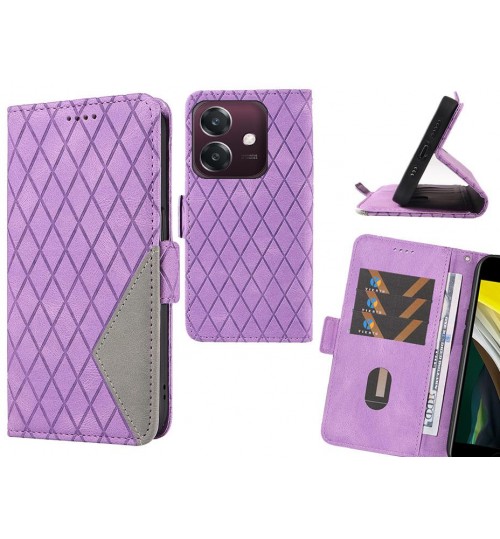 Oppo A3x Case Grid Wallet Leather Case - Purple