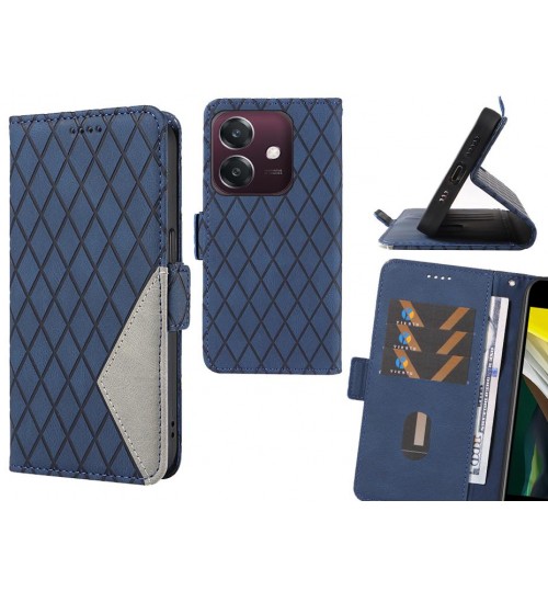 Oppo A3x Case Grid Wallet Leather Case - Blue