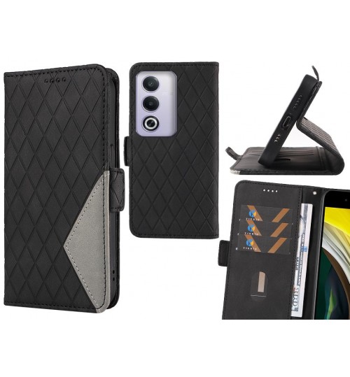 Oppo A3 Pro Case Grid Wallet Leather Case - Black