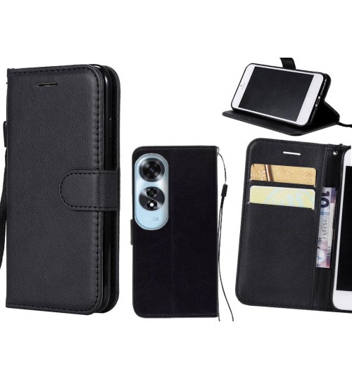 Oppo A60 Case Fine Leather Wallet Case - Black
