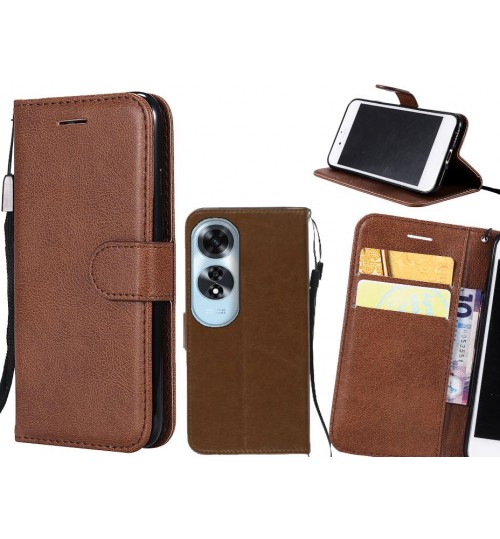 Oppo A60 Case Fine Leather Wallet Case - Brown