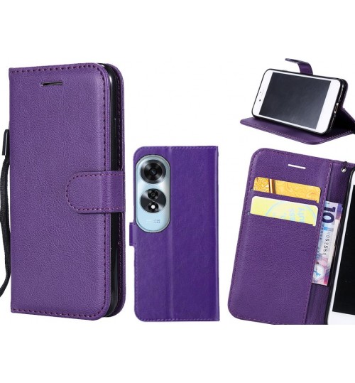 Oppo A60 Case Fine Leather Wallet Case - Purple