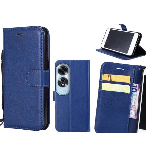Oppo A60 Case Fine Leather Wallet Case - Blue