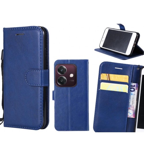 Oppo A3x Case Fine Leather Wallet Case - Blue