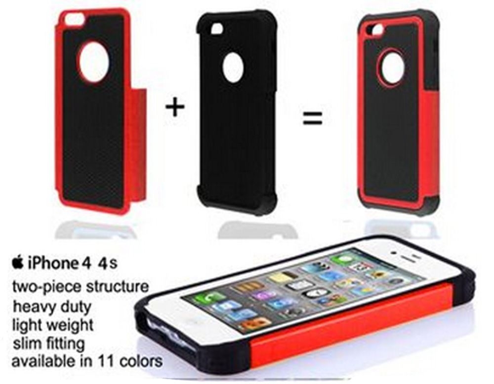 Iphone 4 4s two-piece heavy duty case red + SP