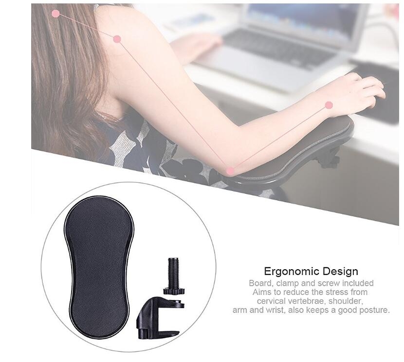 Computer Armrest Adjustable Arm Wrist Rest Support for Home and Office Black