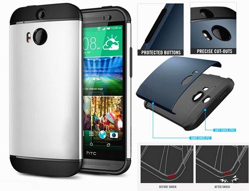 HTC M8 dual tone dual layer heavy duty slim case