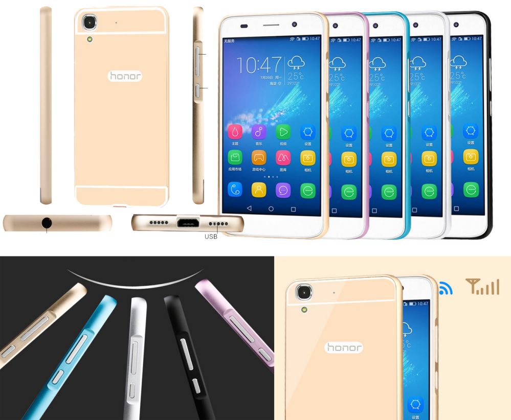 Huawei Y6 metal bumper w back case+Combo