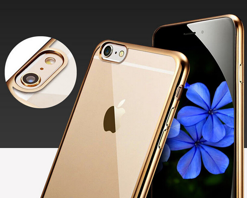 iPhone 6 Plus case plating bumper with clear gel back cover case