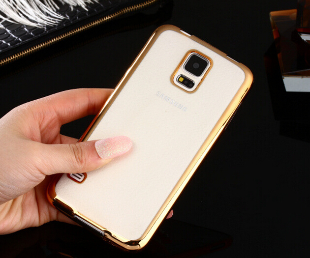 Galaxy S5 case plating bumper with clear gel back cover case