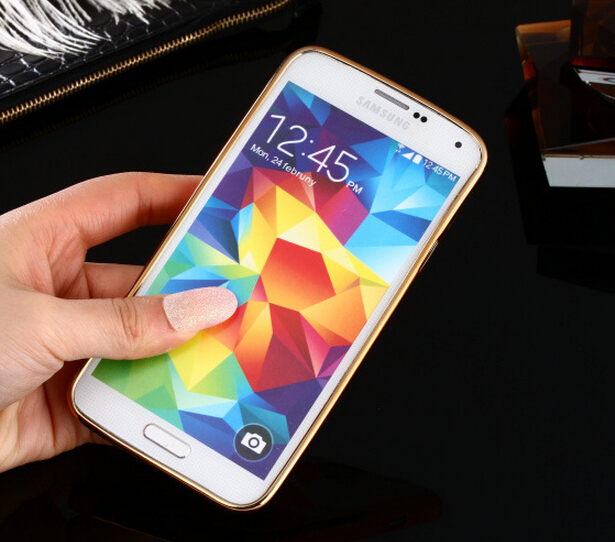 Galaxy S5 case plating bumper with clear gel back cover case