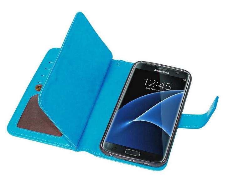 Galaxy S7 double wallet leather detachable case