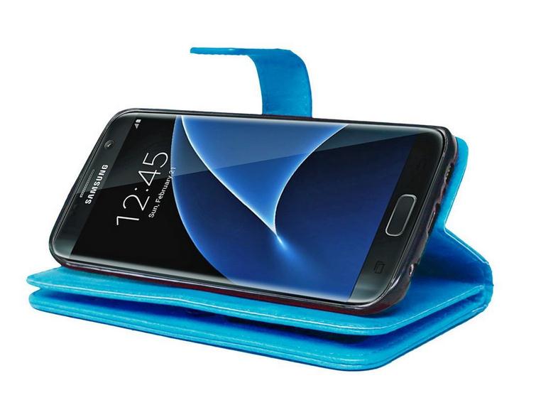 Galaxy S7 double wallet leather detachable case