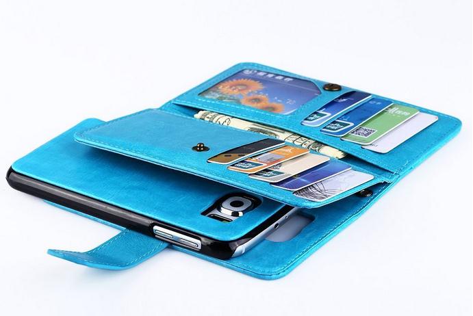 Galaxy S7 double wallet leather detachable case