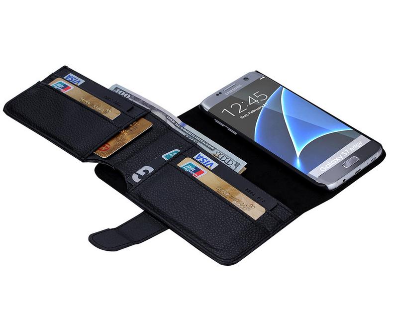 Galaxy S7 Edge Wallet Case Full Cash Pocket Id - Black Galaxy S7 Edge Wallet Case Full Cash Pocket Id - Black