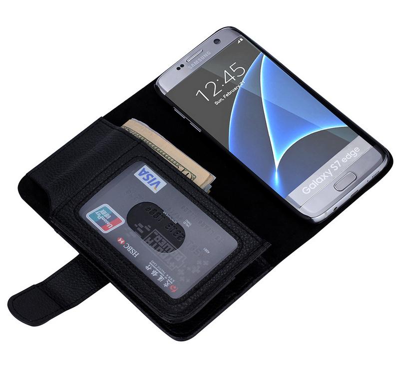 Galaxy S7 Edge Wallet Case Full Cash Pocket Id - Black Galaxy S7 Edge Wallet Case Full Cash Pocket Id - Black