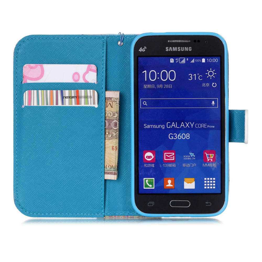 Galaxy Core Prime case wallet leather case printed