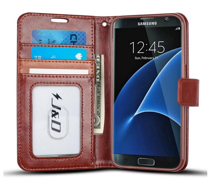 Galaxy S7 Vintage Fine Leather Wallet Case+combo - Brown