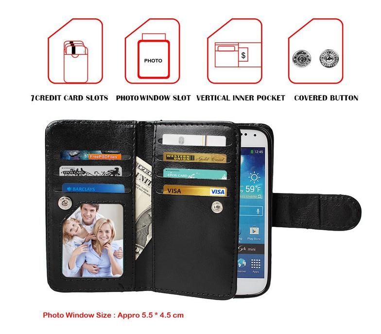 Galaxy S4 detachable wallet leather case
