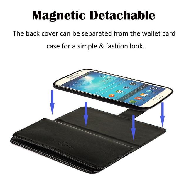 Galaxy S4 detachable wallet leather case