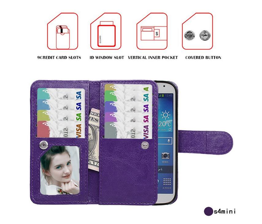 Galaxy S4 Mini detachable wallet leather case