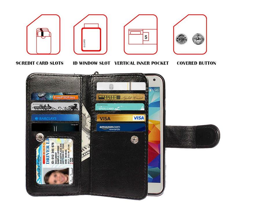 Galaxy S5 Mini detachable wallet leather case