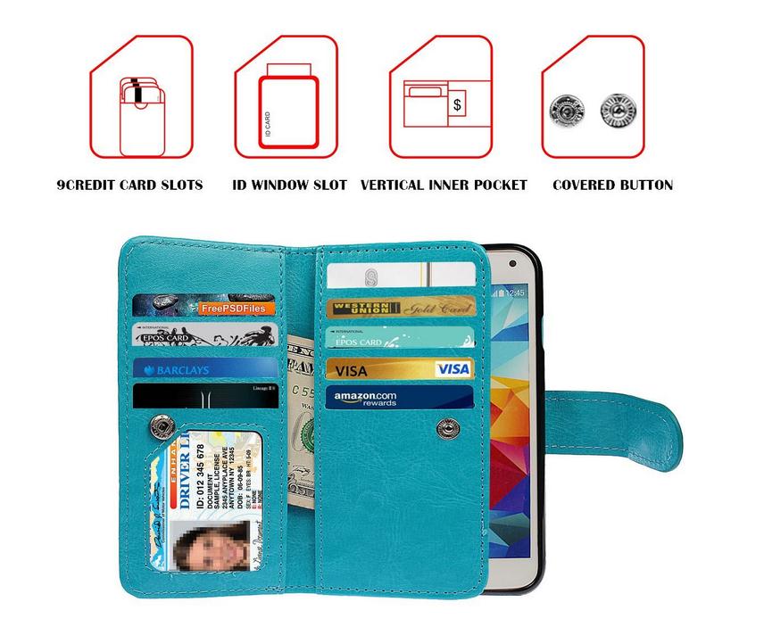 Galaxy S5 Mini detachable wallet leather case