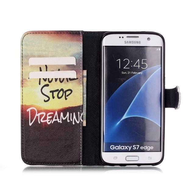 Galaxy S7 Edge case wallet leather case printed