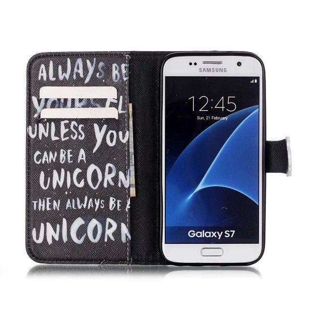 Galaxy S7 case wallet leather case printed