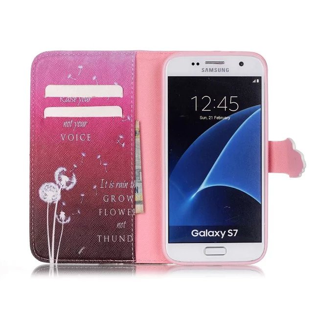 Galaxy S7 case wallet leather case printed