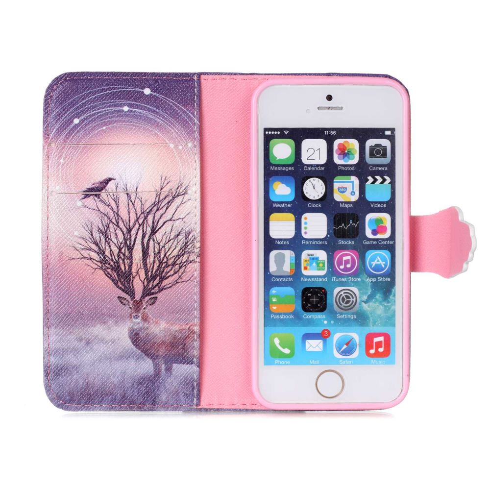 iPhone 5 5s SE case wallet leather case printed