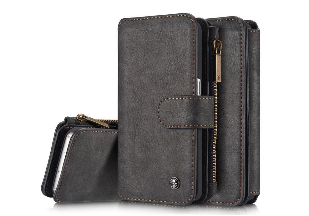 Galaxy S7 double wallet leather case detachable